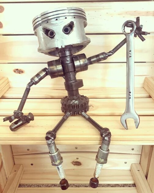 piston man business card holder