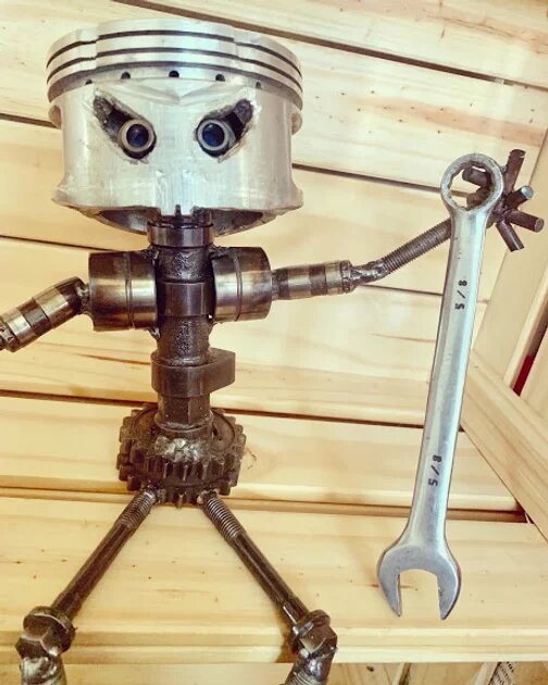 piston man business card holder